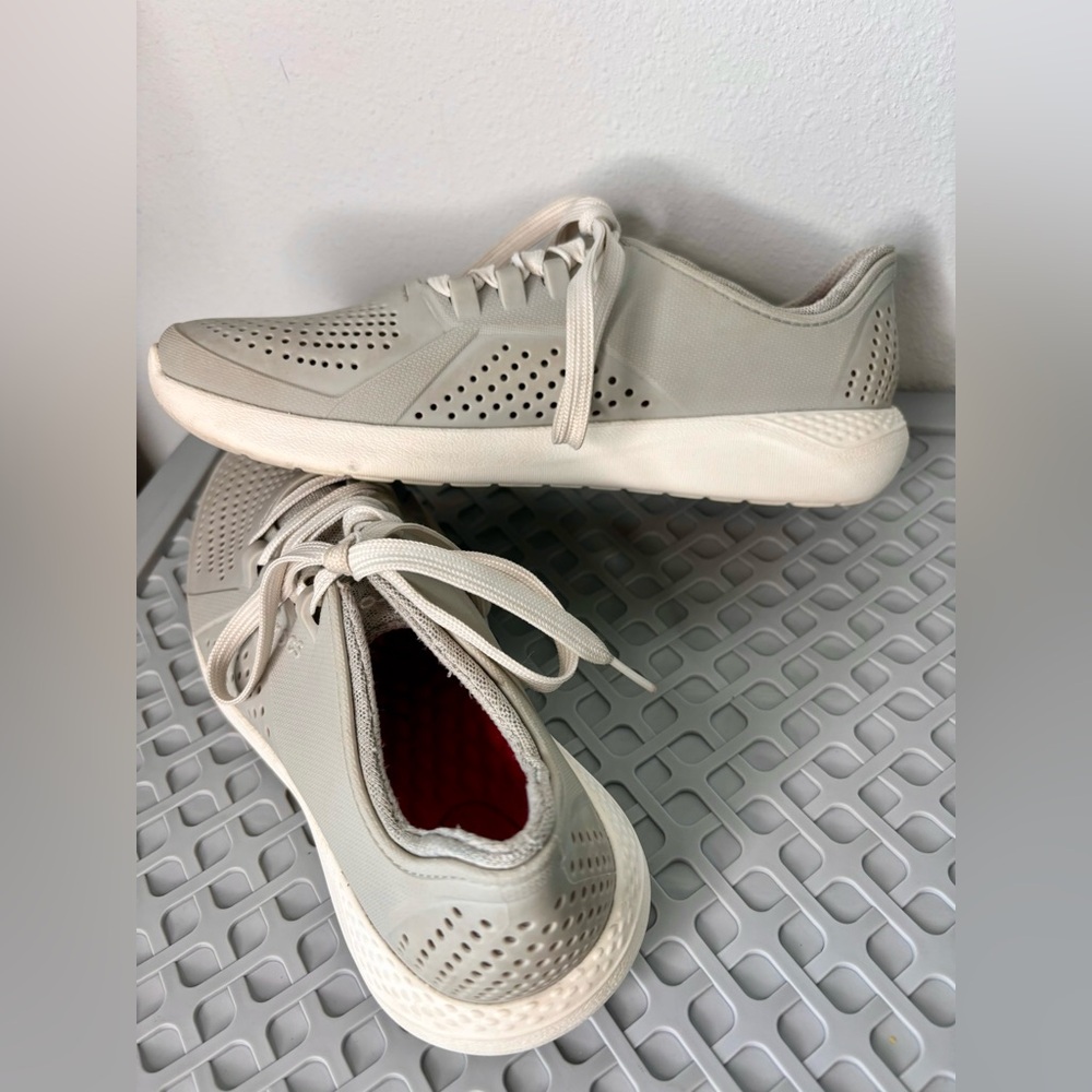 CROC WOMENS LITERIDE PACER LACE UP RUBBER SNEAKERS SZ 9